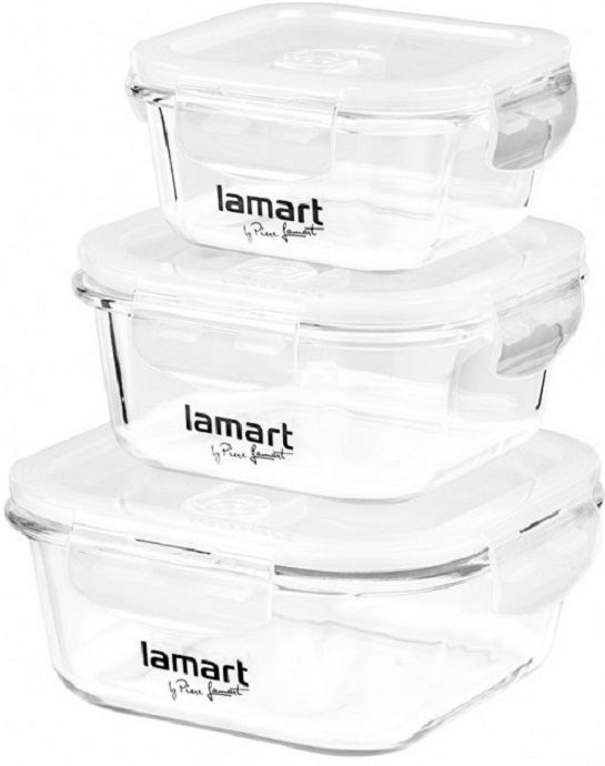 Set de recipiente alimentare din sticlă Lamart - 3 buc