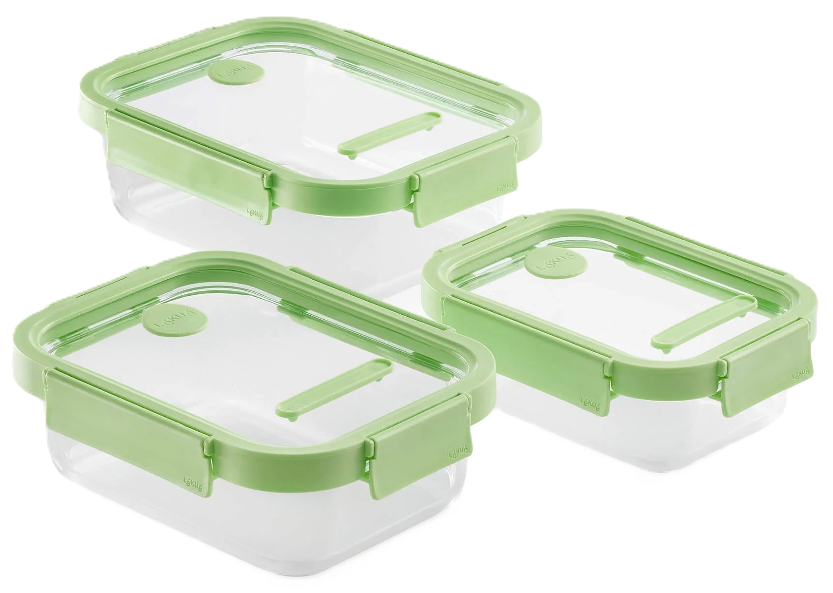 Set de cutii pentru alimente din sticlă Lekue - Dreptunghiulare, 3 buc