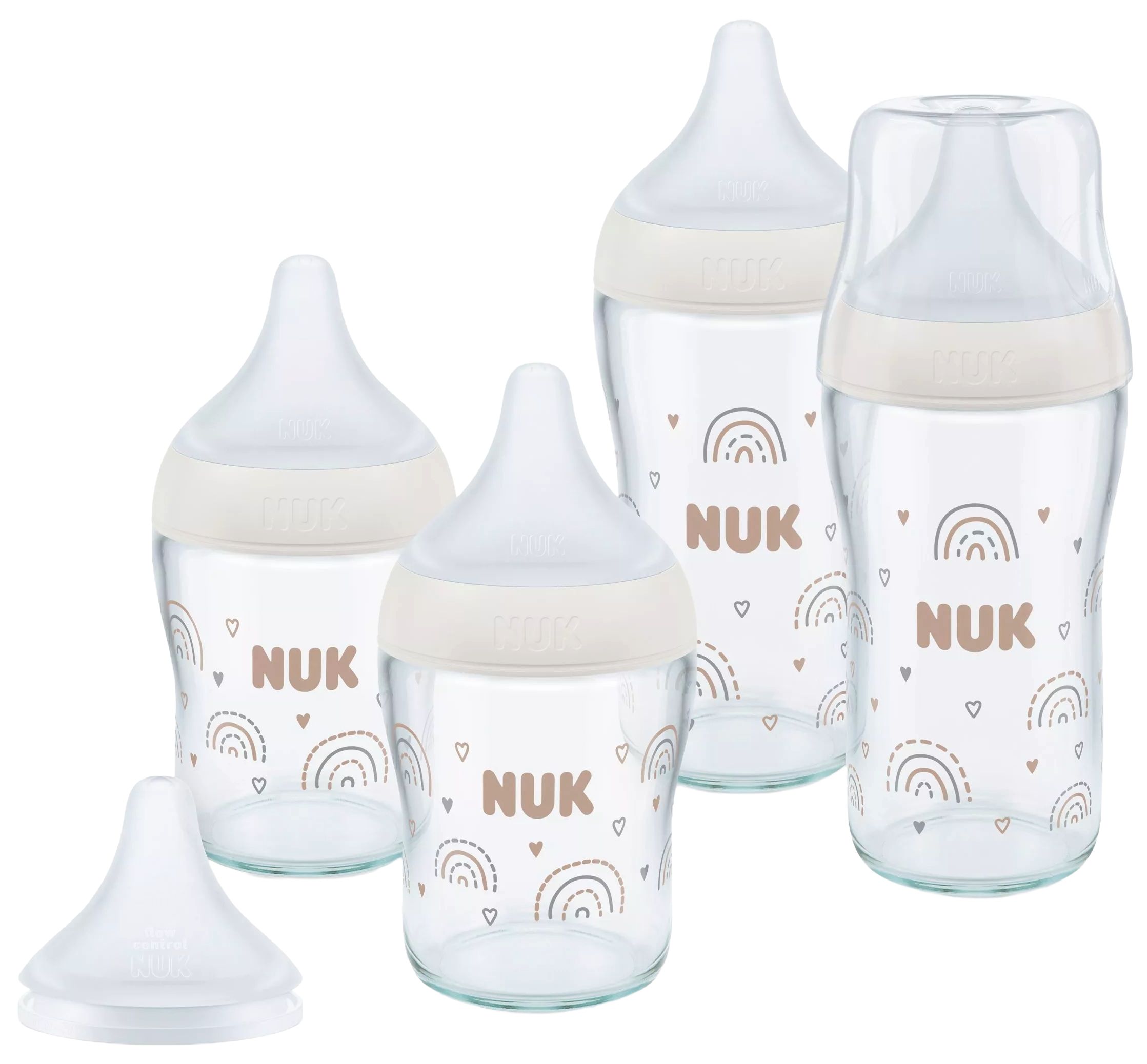Set biberoane NUK Perfect Match - TC, 5 piese, 0+ luni, curcubeu