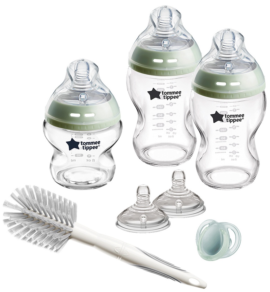 Set biberoane de sticlă pentru nou născut Tommee Tippee Natural Start - Cu perie