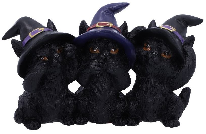 Set de statuete Nemesis Now Adult: Humor - Three Wise Black Cats, 11 cm