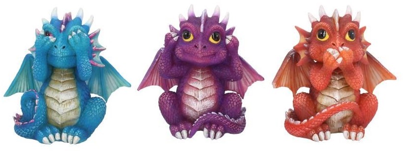 Set de statuete Nemesis Now Adult: Humor - Three Wise Dragonlings, 8 cm