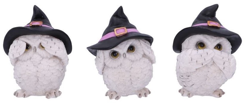 Set de statuete Nemesis Now Adult: Humor - Three Wise Feathered Familiars, 9 cm