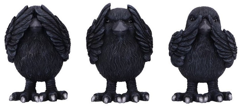 Set de statuete Nemesis Now Adult: Humor - Three Wise Ravens, 8 cm