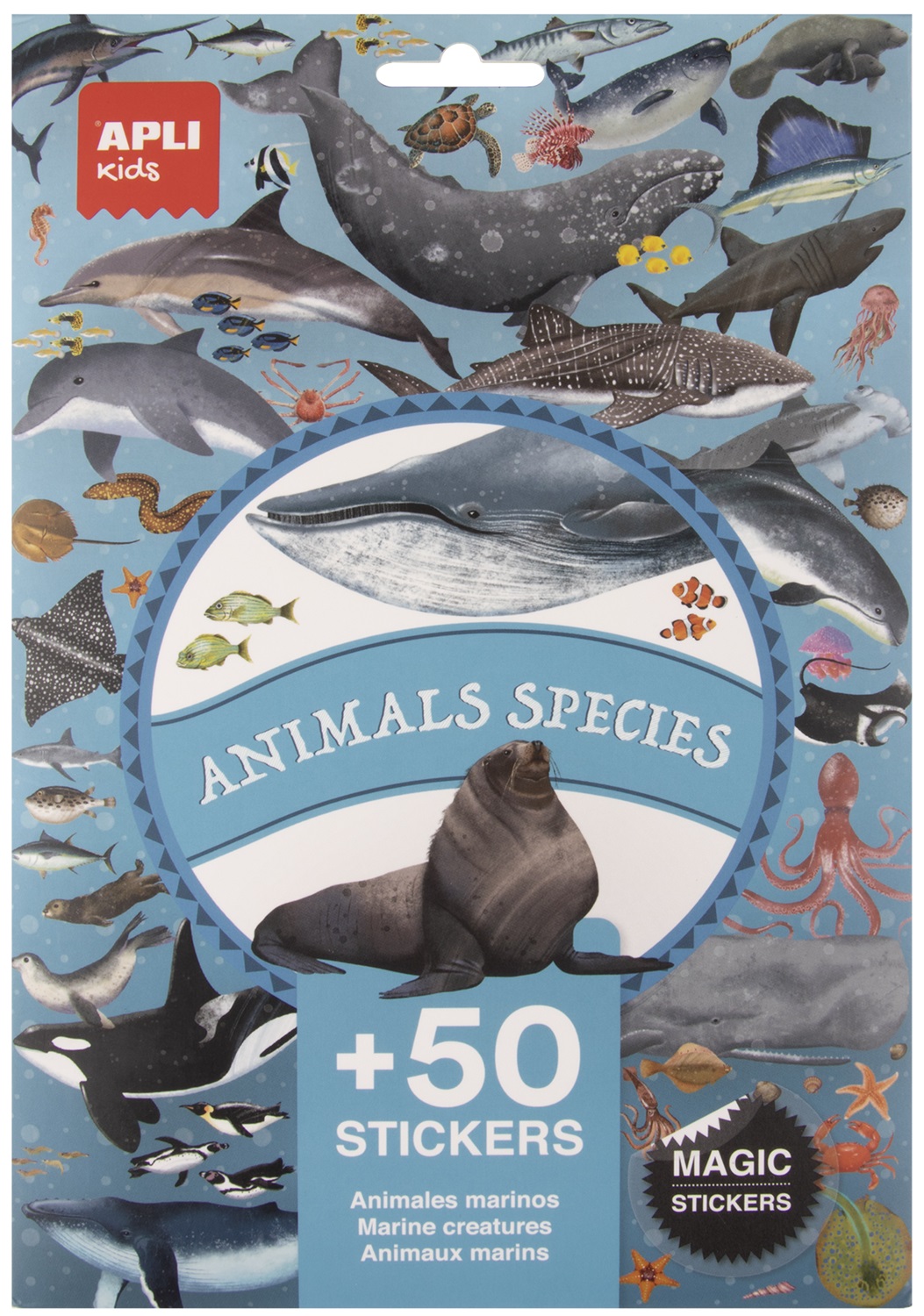 Set de autocolante Apli Kids - Animale din ocean, 50 bucăți