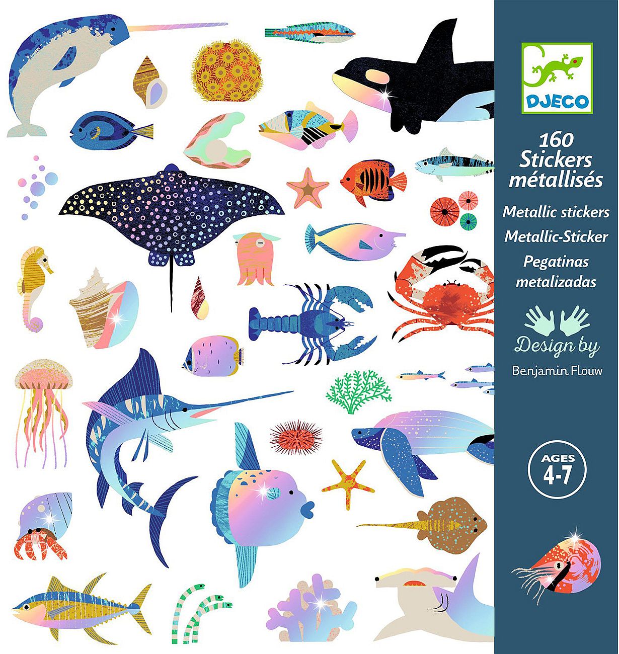 Set de autocolante djeco - ocean, 160 buc.