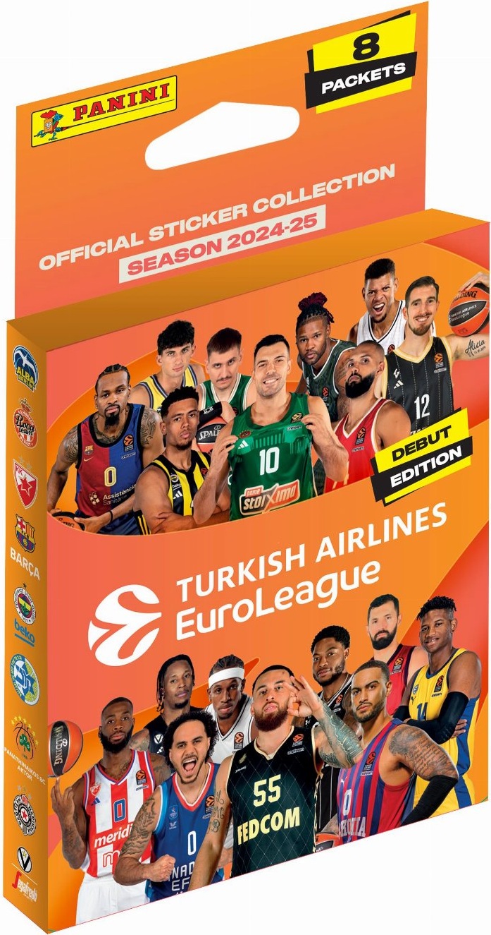 Set stickere Panini - Euroleague 2025: Mini Blister with 40 Stickers Total (8 packs of 5 stickers)