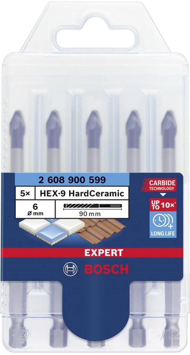 Set burghie Bosch - Expert, HEX-9 Hard Ceramic, Ø 6х5 piese