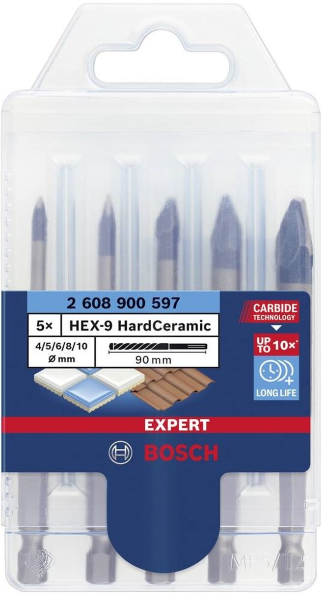 Set de burghie Bosch - Expert, HEX-9 Hard Ceramic, 5 piese