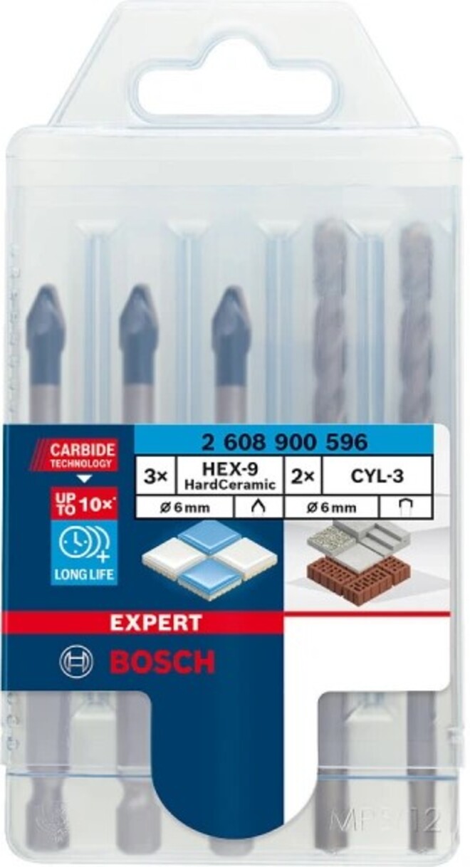 Set de burghie Bosch - Expert, HEX-9 Hard Ceramic, CYL-3, 5 piese