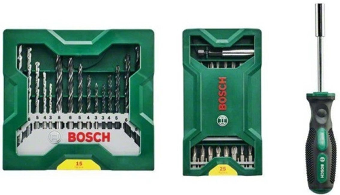 Set burghie și biți Bosch - 42 piese, cu șurubelniță de mână