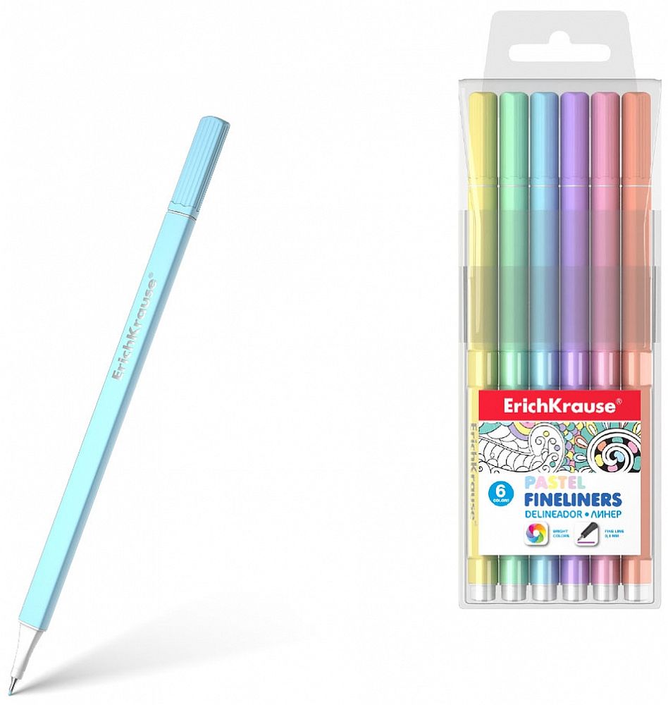 Set de linere Erich Krause - PASTEL, 6 culori