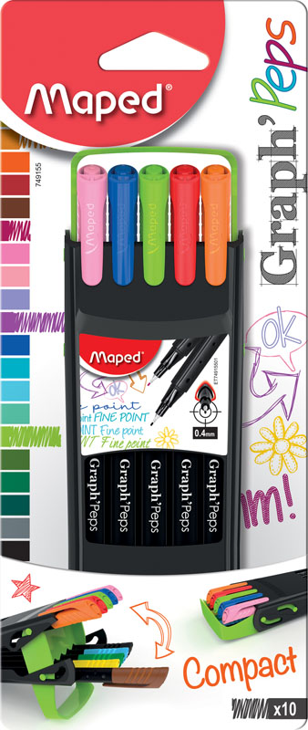 Set linere Maped - Graph Peps Compact, 0.4 mm, 10 culori