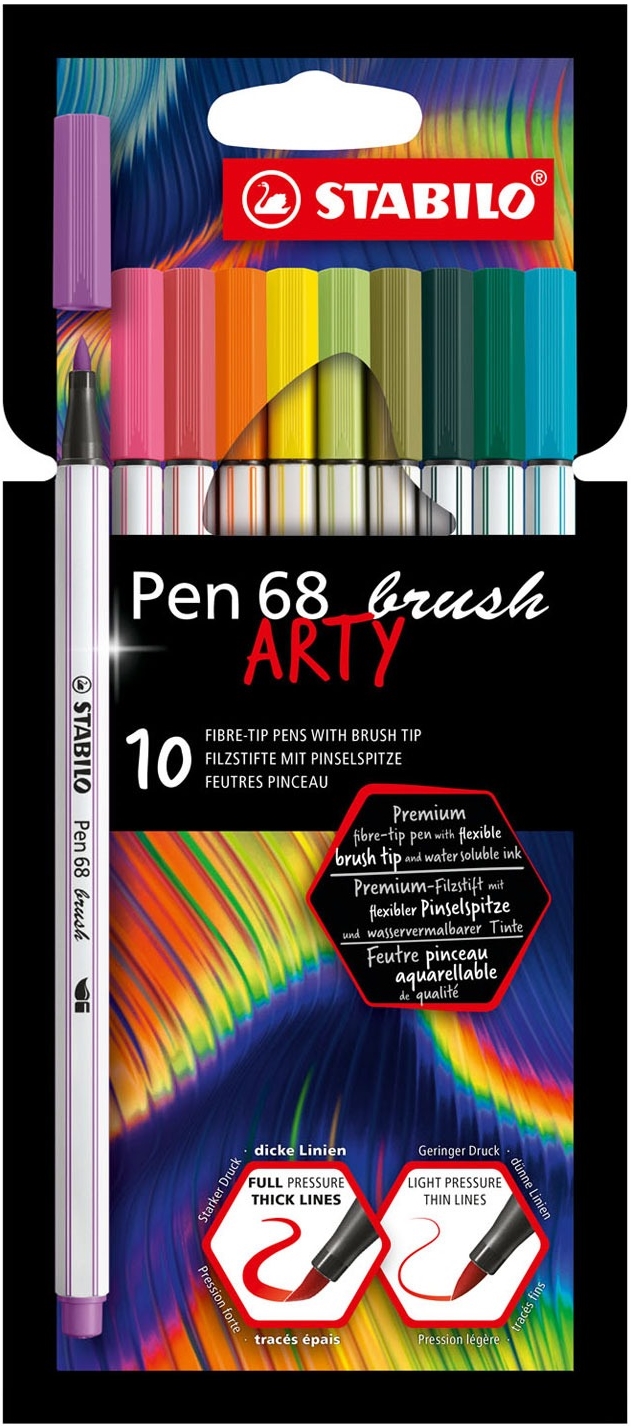 Set linere  Stabilo Pen 68 Brush - Arty, 10 culori
