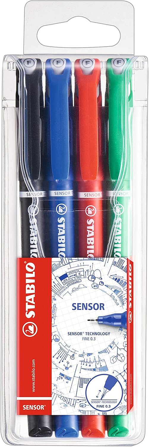 Set pixuri cu vârf subțire Stabilo Sensor - F, 4 culori