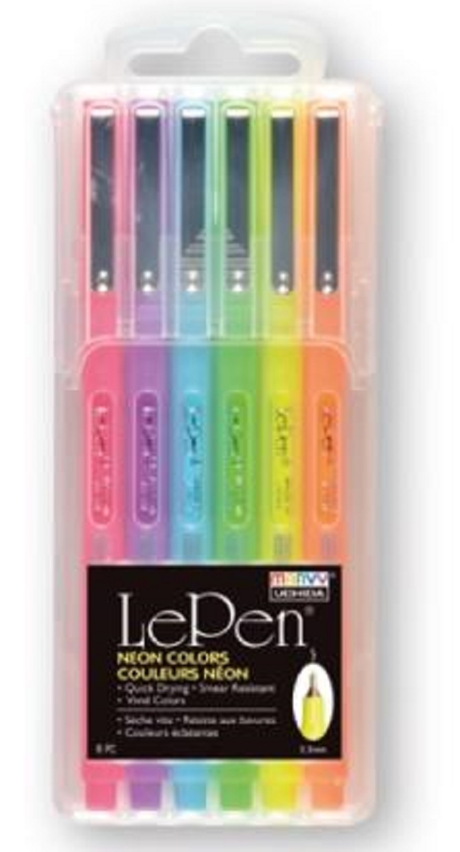 Set linere Uchida Marvy - Le Pen, 0.5 mm, 6 culori, neon