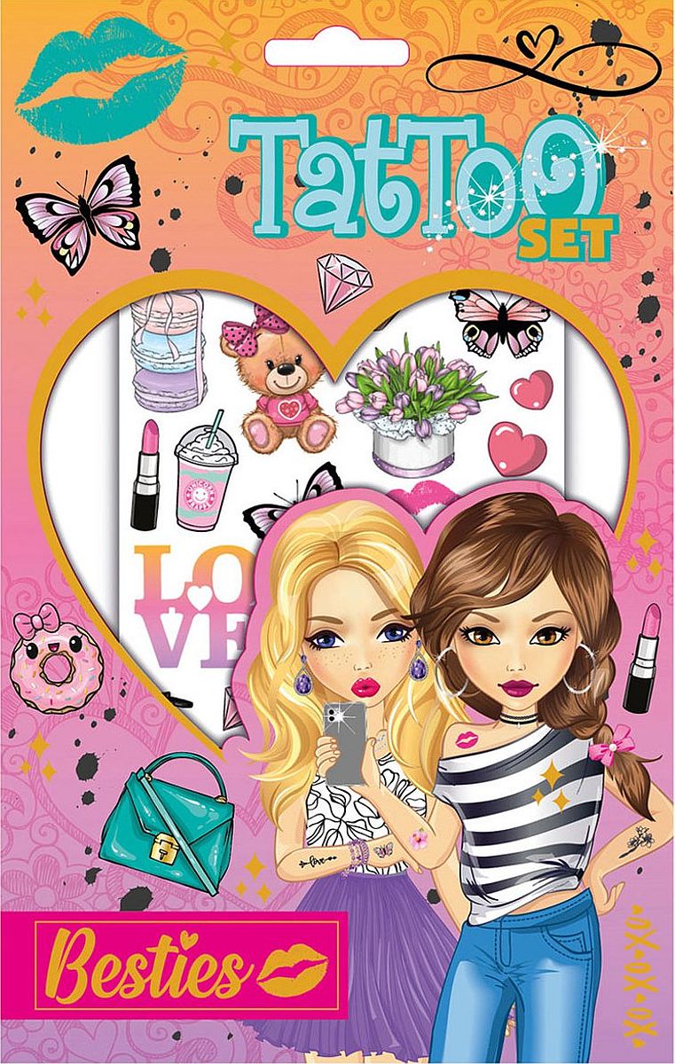 Set de tatuaje Moxy Besties - 2 foi, sortiment