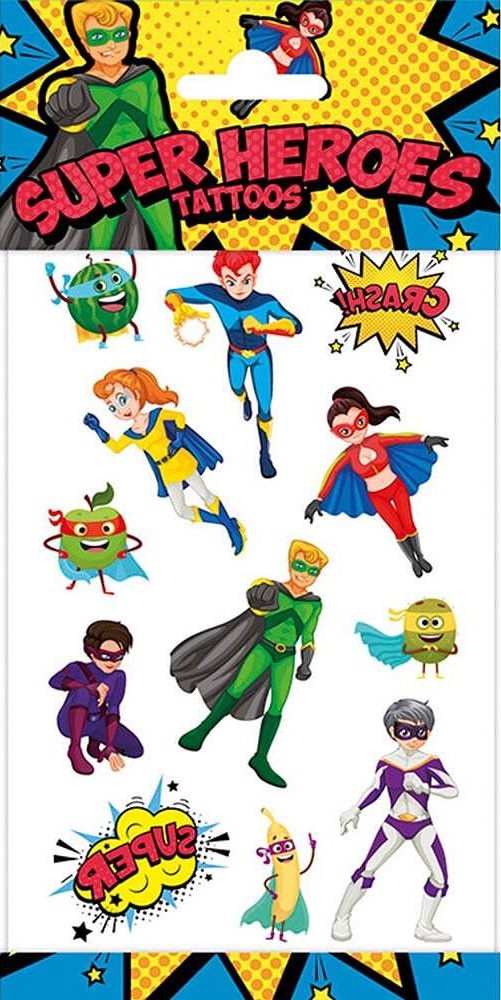 Set de tatuaje Totum - Super Heroes, 12 bucăți