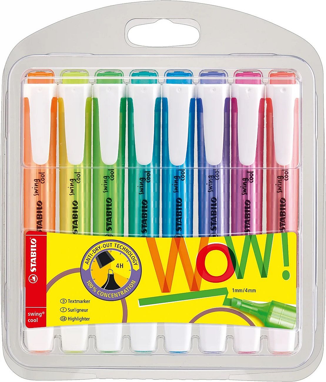 Set de etichete text  Stabilo Swing Cool - 8 culori , fluorescent