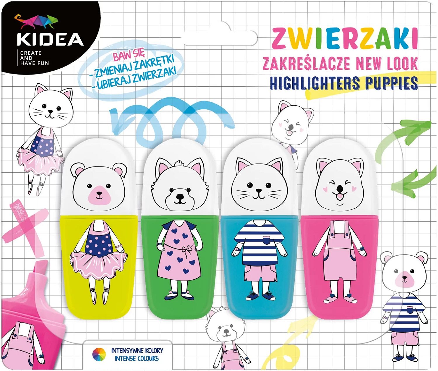 Set markere de text Kidea - Animale, 4 buc