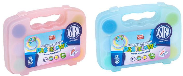 Set de vopsele tempera Astra - 12 culori, în valiza