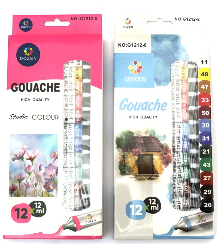 Set de vopsele tempera Dozen - 12 x 12 ml, sortiment