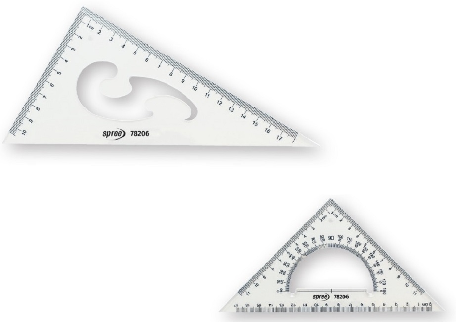 Set echere Spree - 20 cm, 60° cu curba si 45° cu raportor