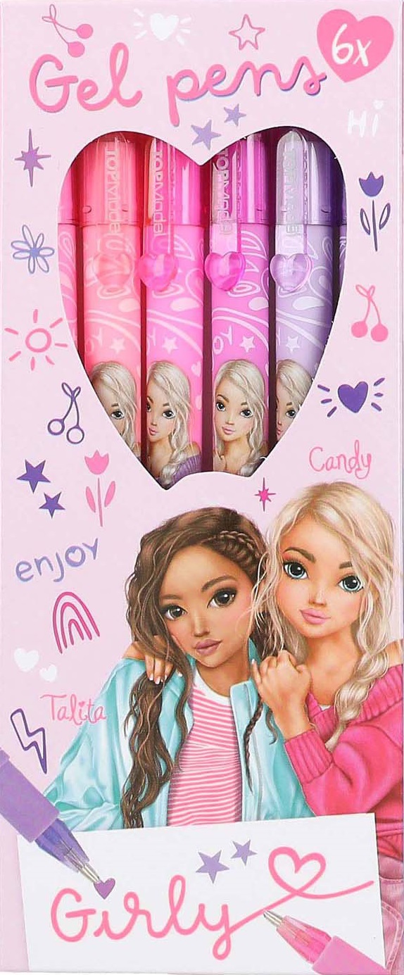 Set de pixuri cu gel colorate Depesche TopModel - Girly, 6 buc