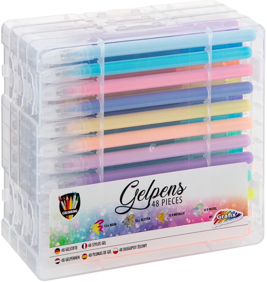 Set de pixuri cu gel colorate Grafix - 48 buc