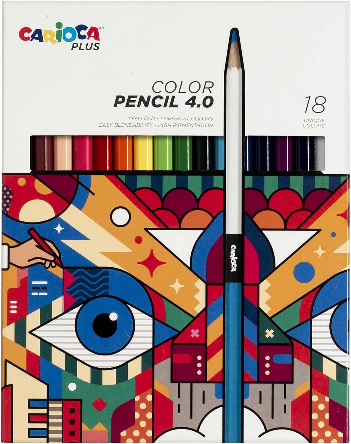 Set creioane colorate Carioca Plus - Van Orton, 4.0 mm, 18 culori