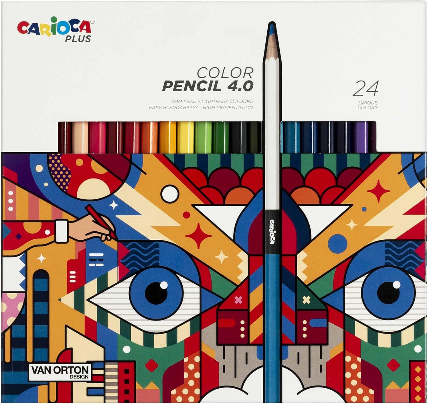 Set creioane colorate Carioca Plus - Van Orton, 4.0 mm, 24 culori