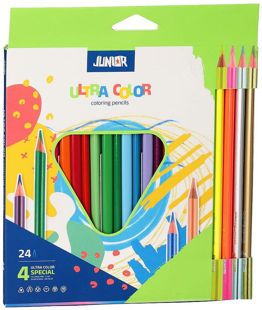 Creioane colorate 20+4 bucati/set Junior Creioane colorate 20+4 bucati/set Junior - imagine 2