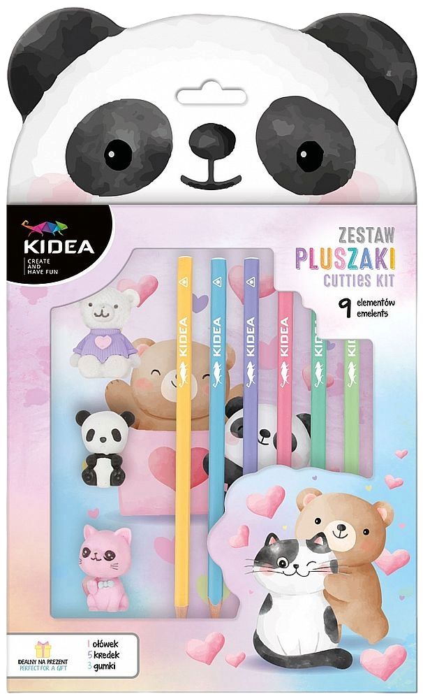 Set de creioane colorate Kidea Animals - Cu gumă de șters