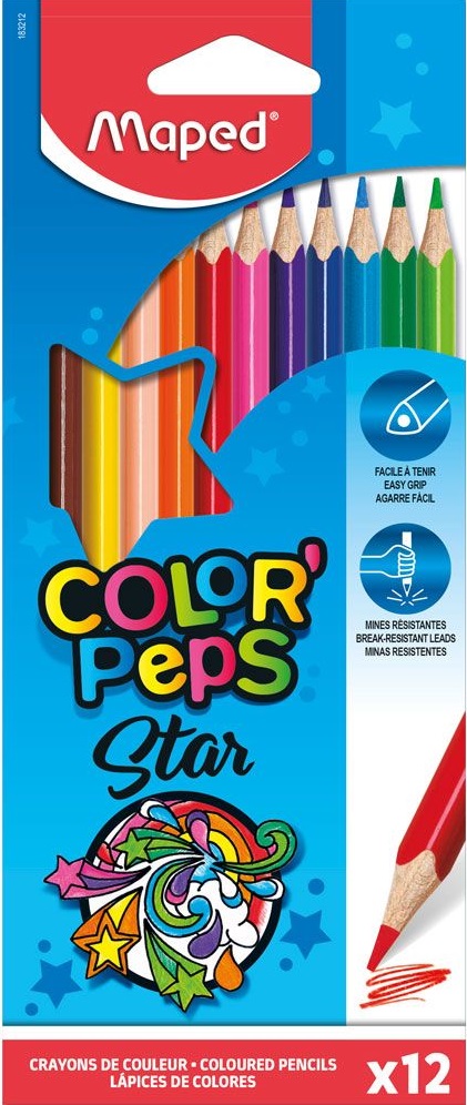 Set creioane colorate Maped Color Peps - Star, 12 culori