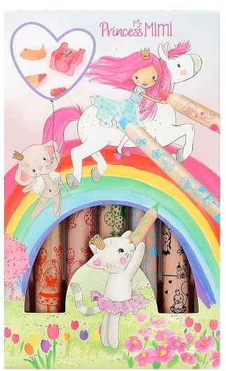 Set de creioane colorate cu ascuțitoare Depesche - Princess Mimi