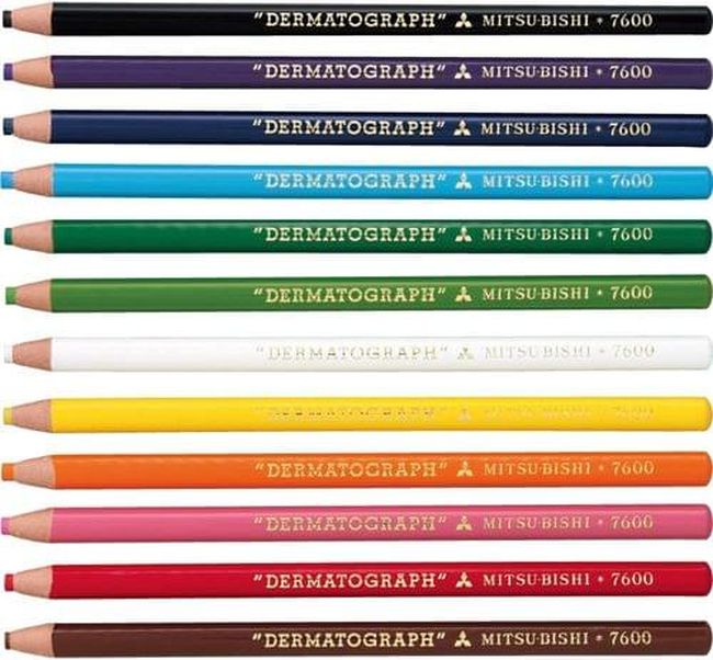 Set de creioane colorate Uni Dermatograph - 12 bucati