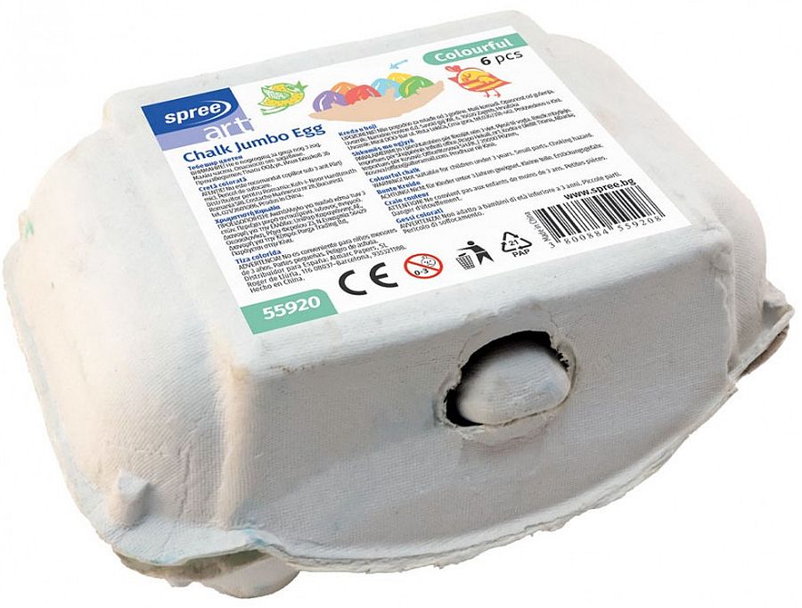 Set de crete colorate  Spree Art - Jumbo Egg, 6 buc.