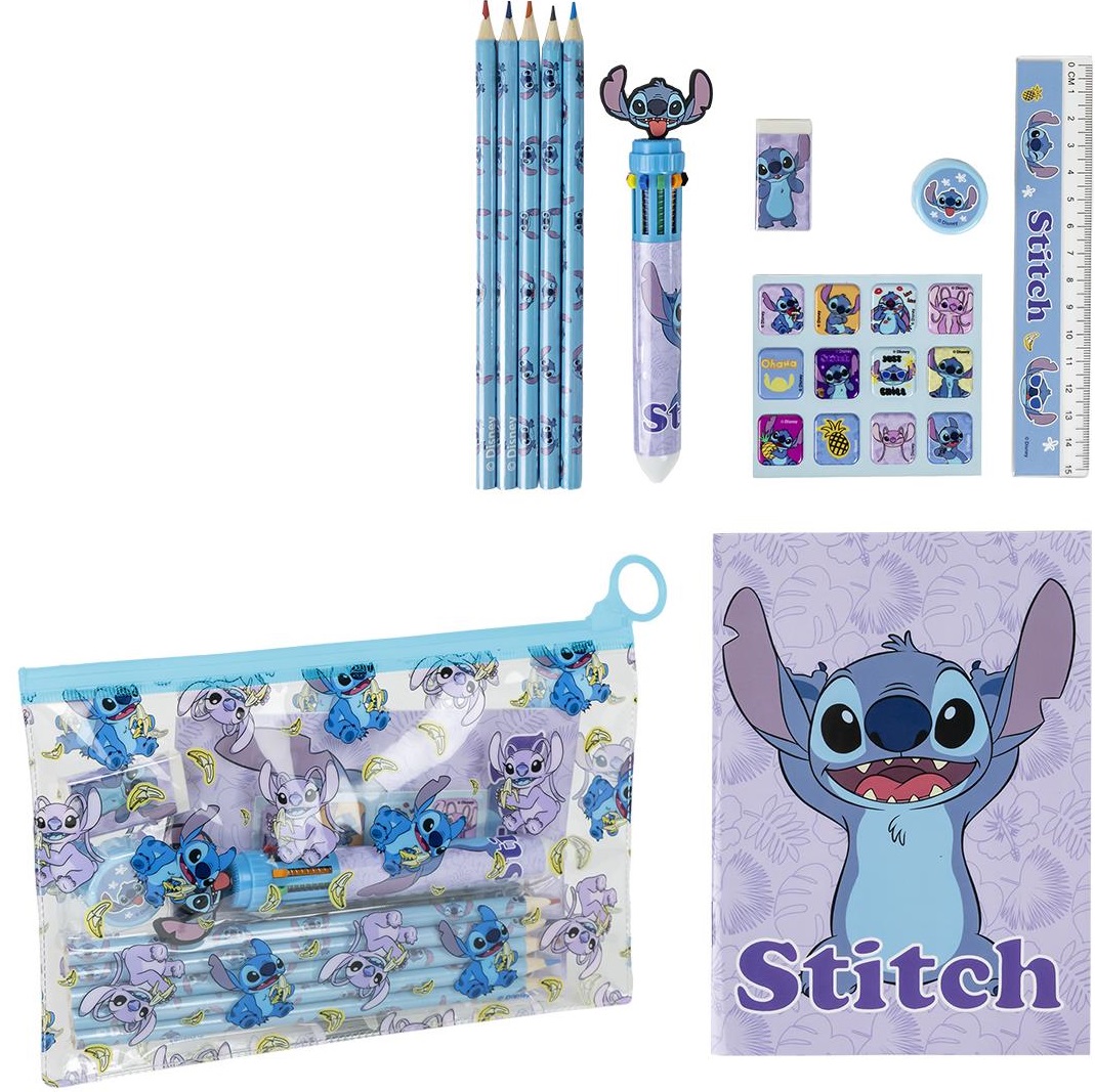 Set rechizite școlare Cerda Stitch - În penar transparent