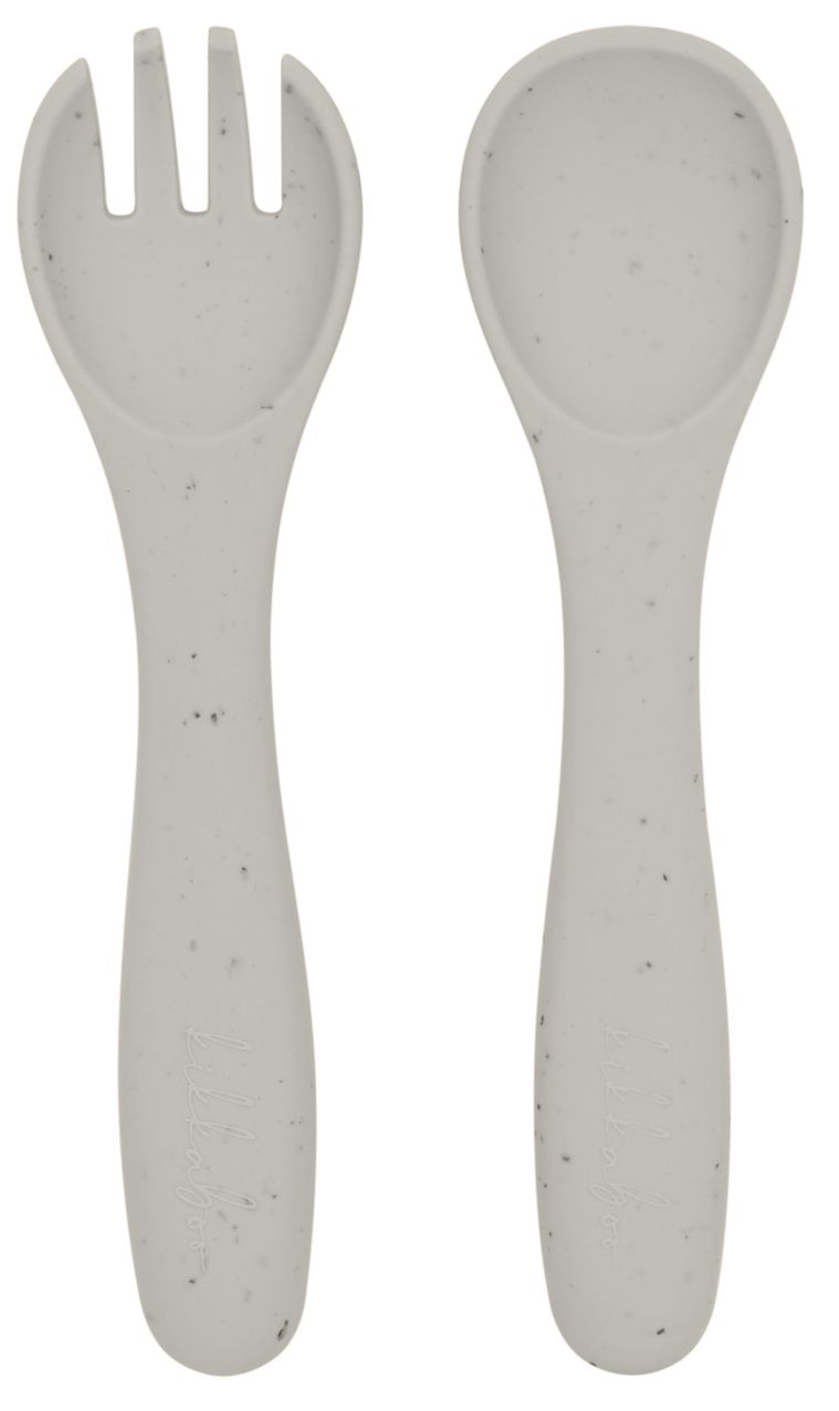 Set furculiță și lingură KikkaBoo Platinum Silicone - Sand