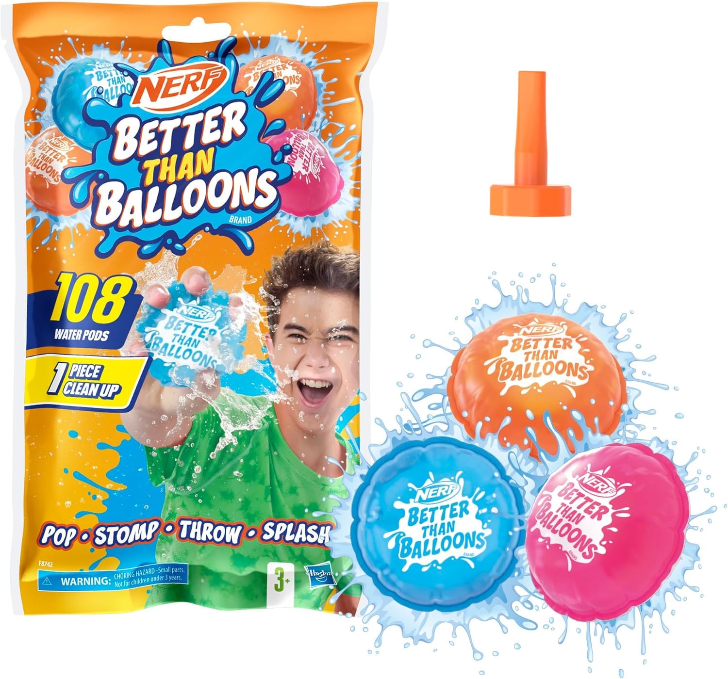 Set de capsule de apă Nerf - Better Than Balloons, 108 buc