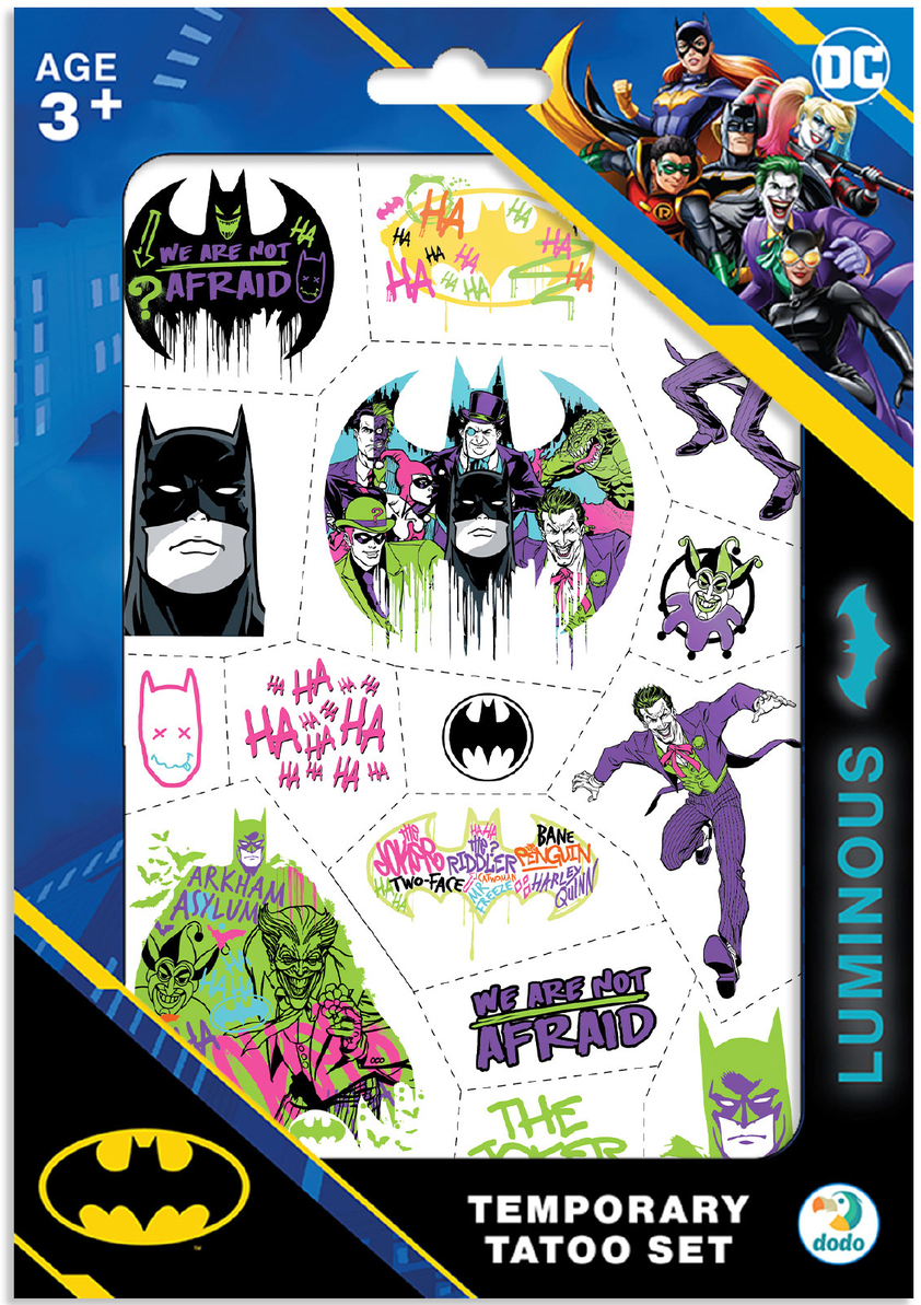 Set de tatuaje temporare  Dodo - Batman And The Joker, strălucind în întuneric