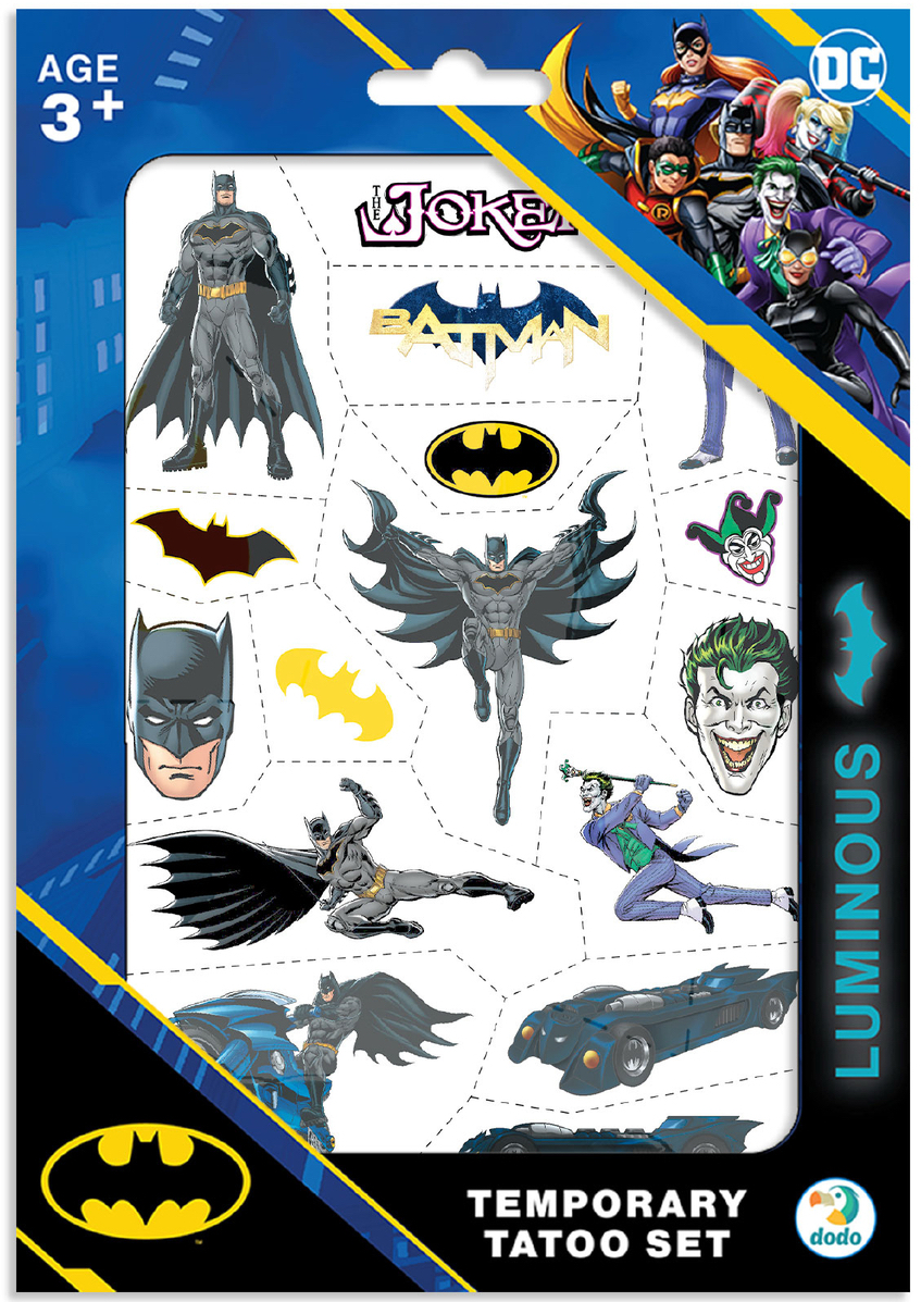 Set de tatuaje temporare  Dodo - Batman Sign, strălucind în întuneric