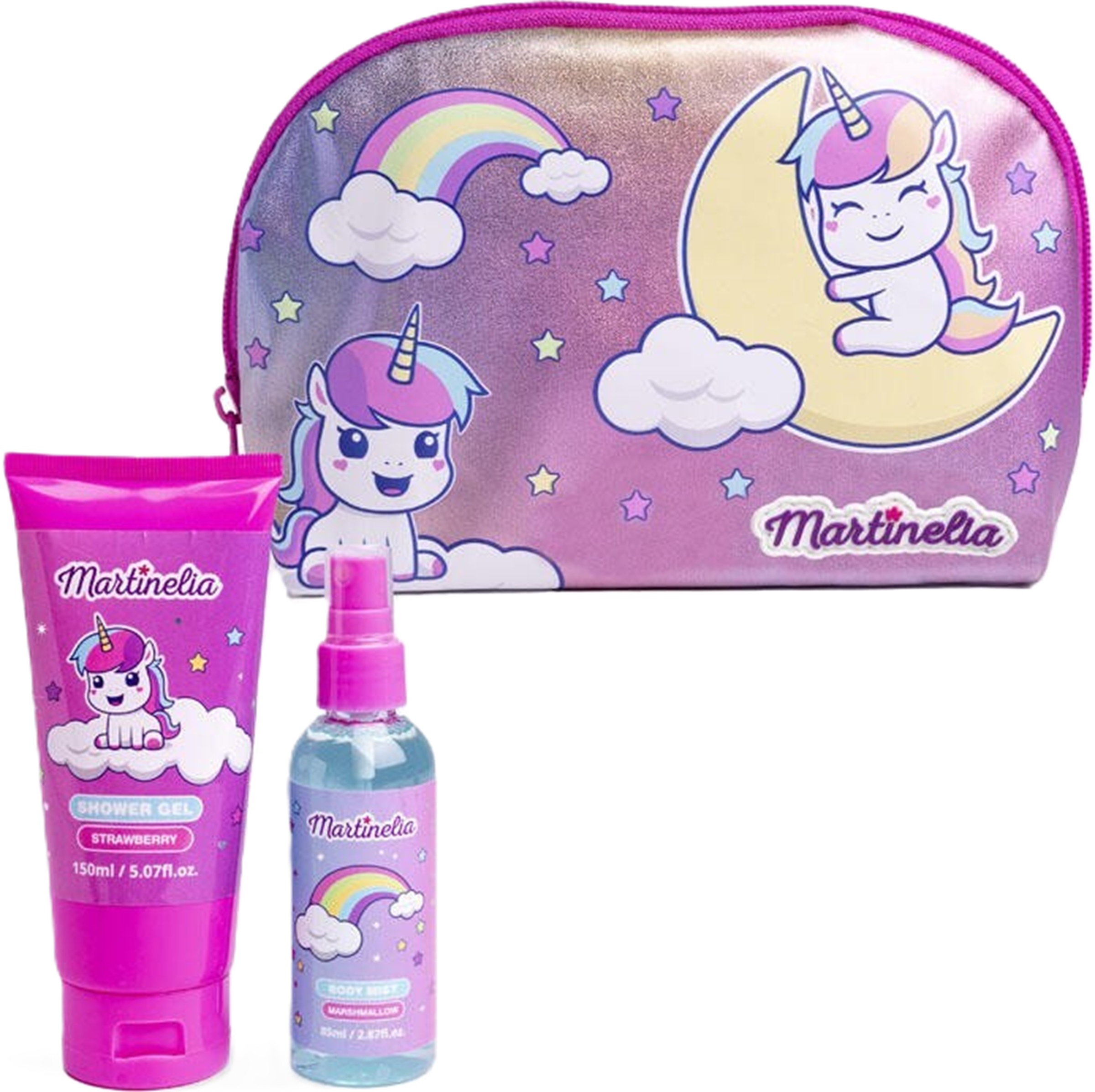 Set de baie pentru copii Martinelia Little Unicorn - Trusă de toaletă cu gel de duș și spray de corp