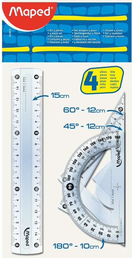 Set de desen Maped - 4 parti, cu linie de 15 cm