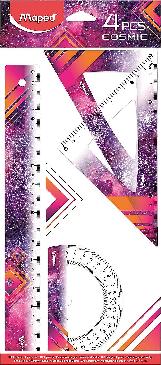 Trusa geometrie Maped Comics - 4 piese, roz