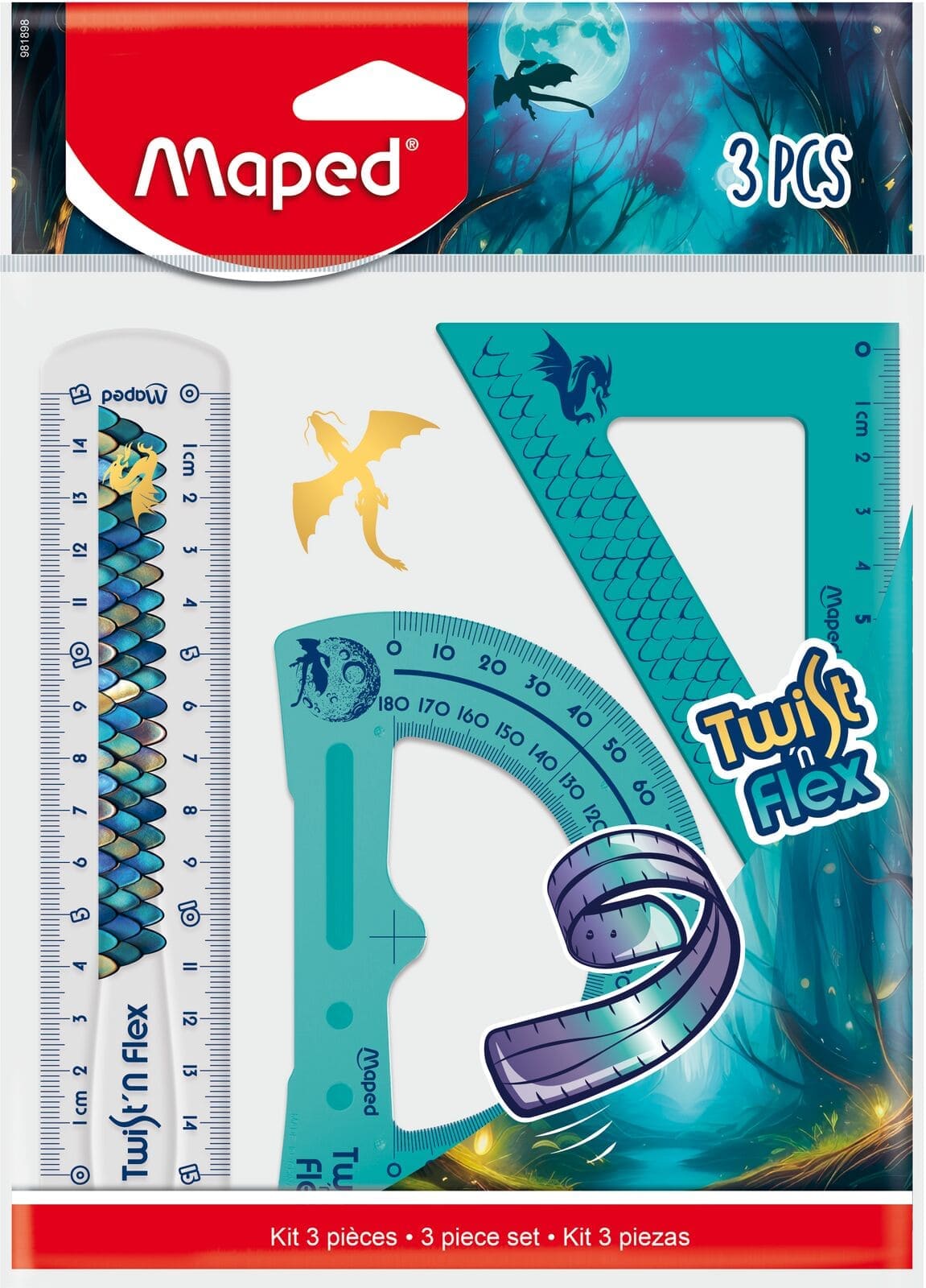 Set de desen Maped Twist'n Flex - Dragon, 3 piese