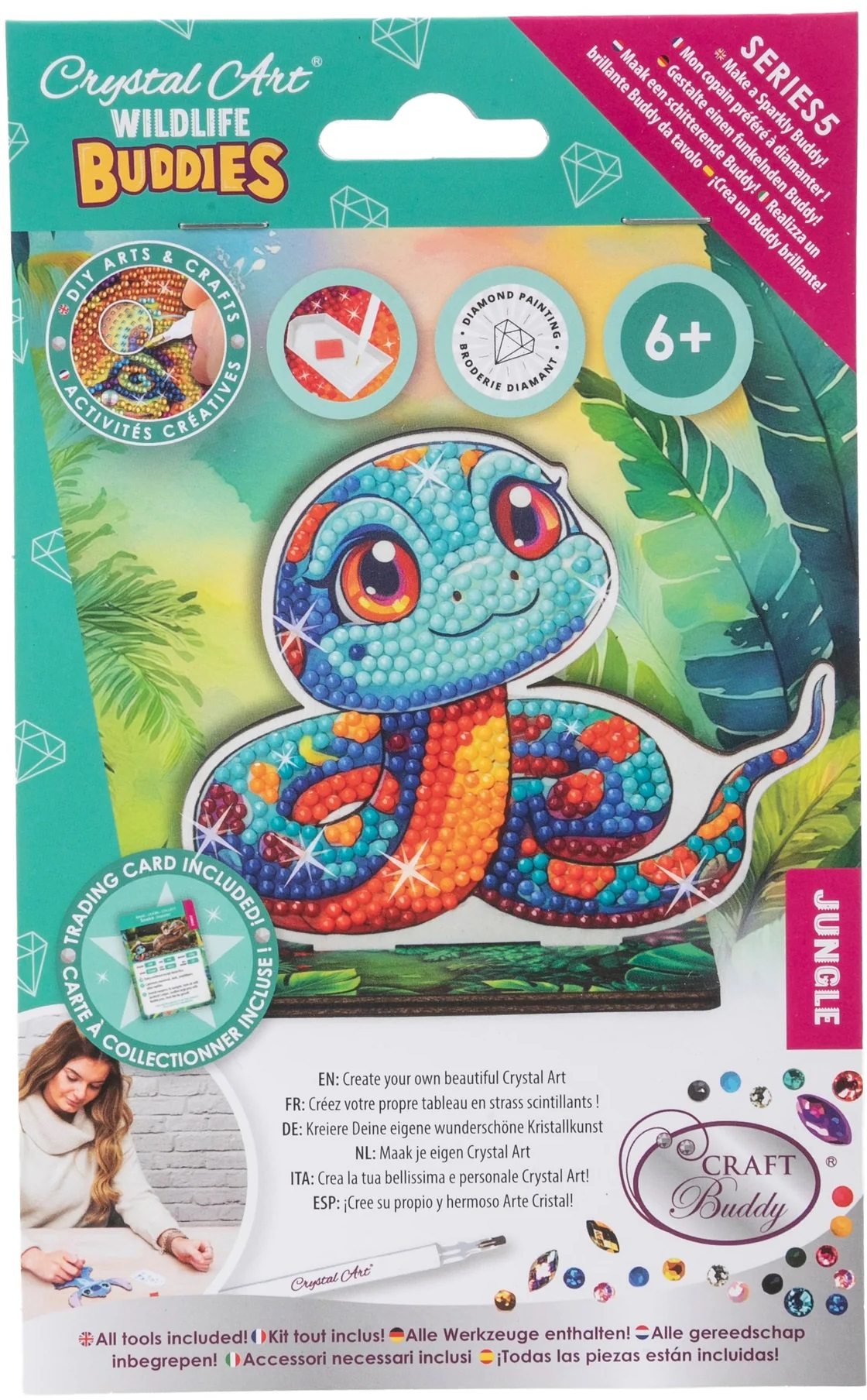 Kit de broderie cu diamante Craft Buddy - Crystal Art Buddies: Şarpe, 7 piese