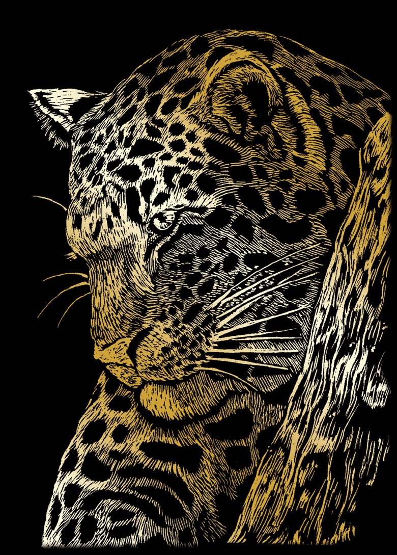 Set de gravură Royal Gold - Leopard, 13 x 18 cm