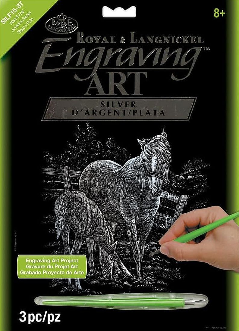 Set pentru gravură Royal Silver - Cai, 20 x 25 cm