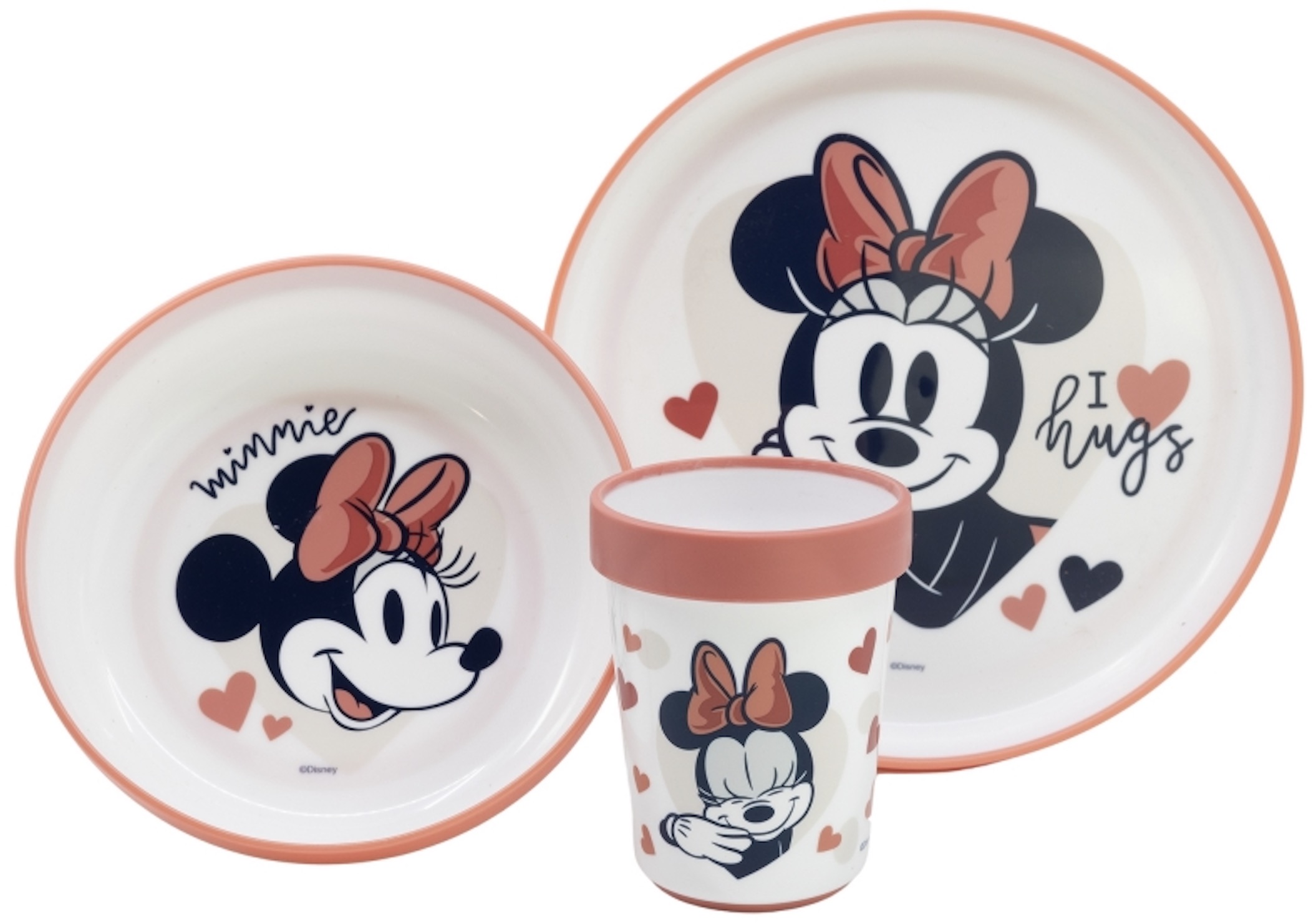 Set de sufragerie cu bază anti-alunecare  Stor - Minnie Mouse Heart Full, 3 piese